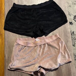 Juicy Couture Black and Pink Velour Shorts Duo